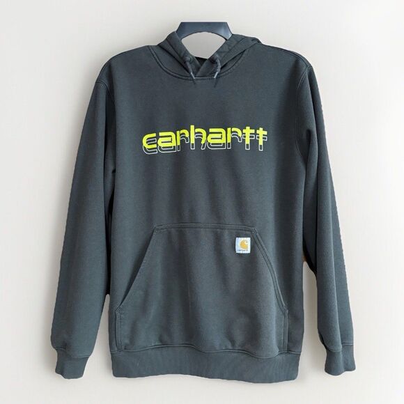 Carhartt Loose Fit Green Hoodie Sweatshirt Men's Size Medium Rain Defender - Picture 2 of 10